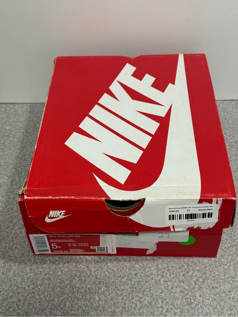 Nike Dunk Low EMB NBA 75th Anniversary Brooklyn Nets (GS) Size 5Y/6.5 Women
